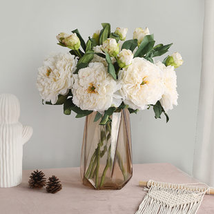 Amazon Ferry Source European -style home decoration 2 heads of the concubine peony flower living room porch decoration fake flowers