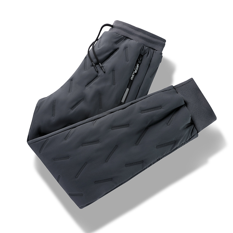 Pantalones gruesos con forro polar para hombres a la moda, para hombres jóvenes con sobrepeso, talla grande, adecuados para uso al aire libre, cálidos, resistentes al viento, resistentes al frío, pantalones casuales de algodón para hombres.