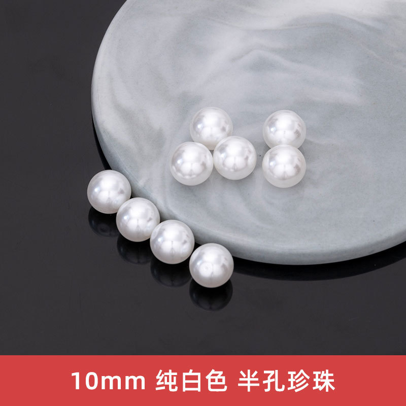 Cuentas sueltas de imitación de perla hechas a mano con agujeros, material de perla artificial de plástico, accesorios de cuentas de medio agujero para bricolaje