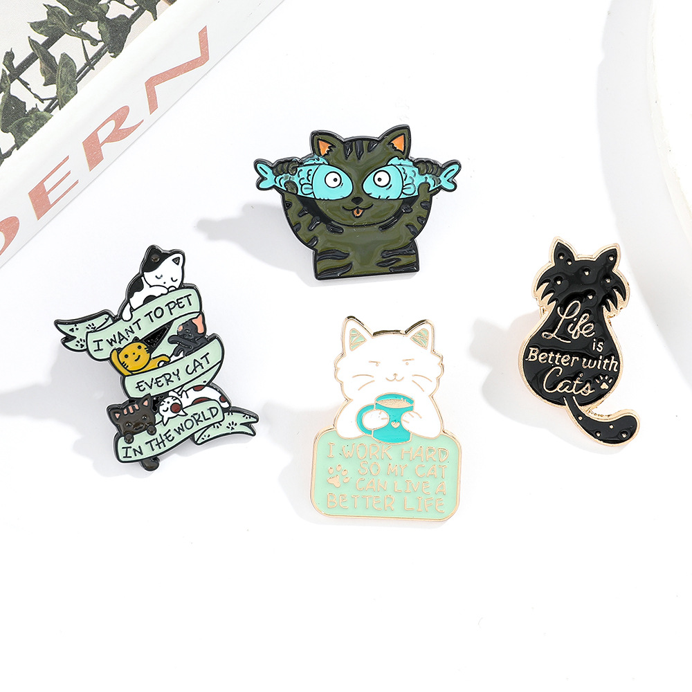 9g Weight Brooches Classification Daily Occasion Alloy Material Letter, Cat, Fish Pattern Unisex Gender Cartoon, Enamel Design Cute Style Cute Pin Letter Cat Fish Alloy Cartoon Enamel Unisex Brooches 35
