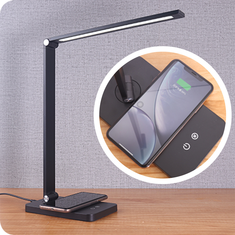 LED Wireless Charging Lamp USB Touch Dimming Color Toning Aluminum Alloy Charging Table Lamp