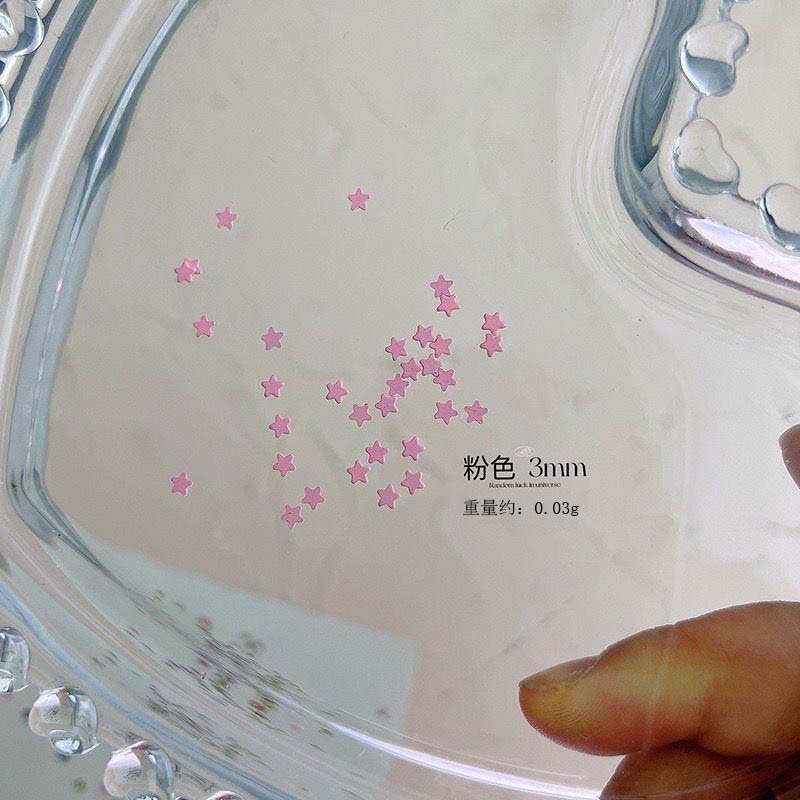 3mm酒红色迷你五角星爱心美甲饰品可爱百搭桃心合金喷漆指甲装饰|undefined