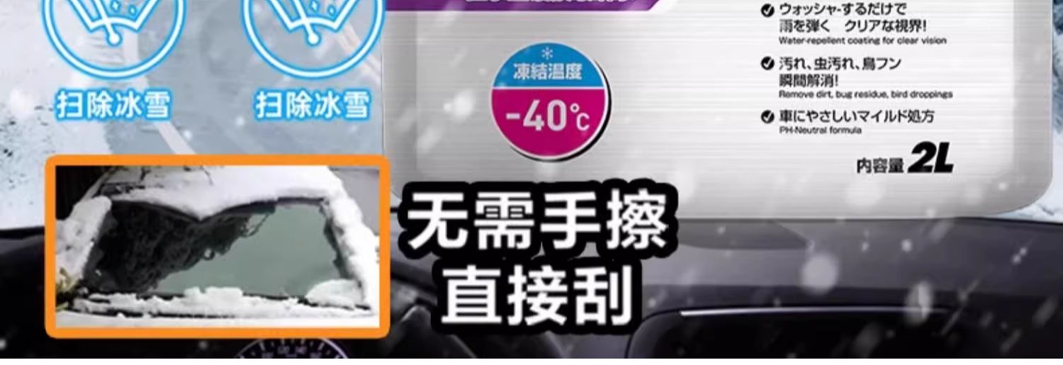 Japanese water-repellent coating glass water, suitable for all seasons, anti-freeze, oil film remover, car decontamination wiper fluid