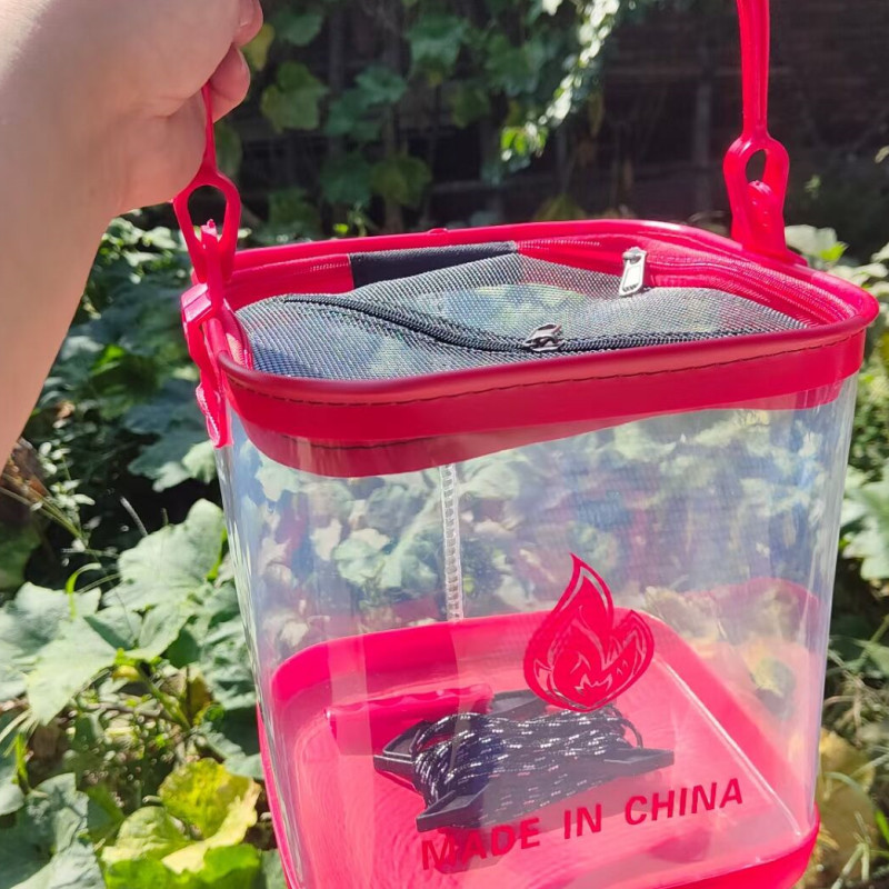 Folding bucket fishing barrel transparent EVA live fish barrel fish…