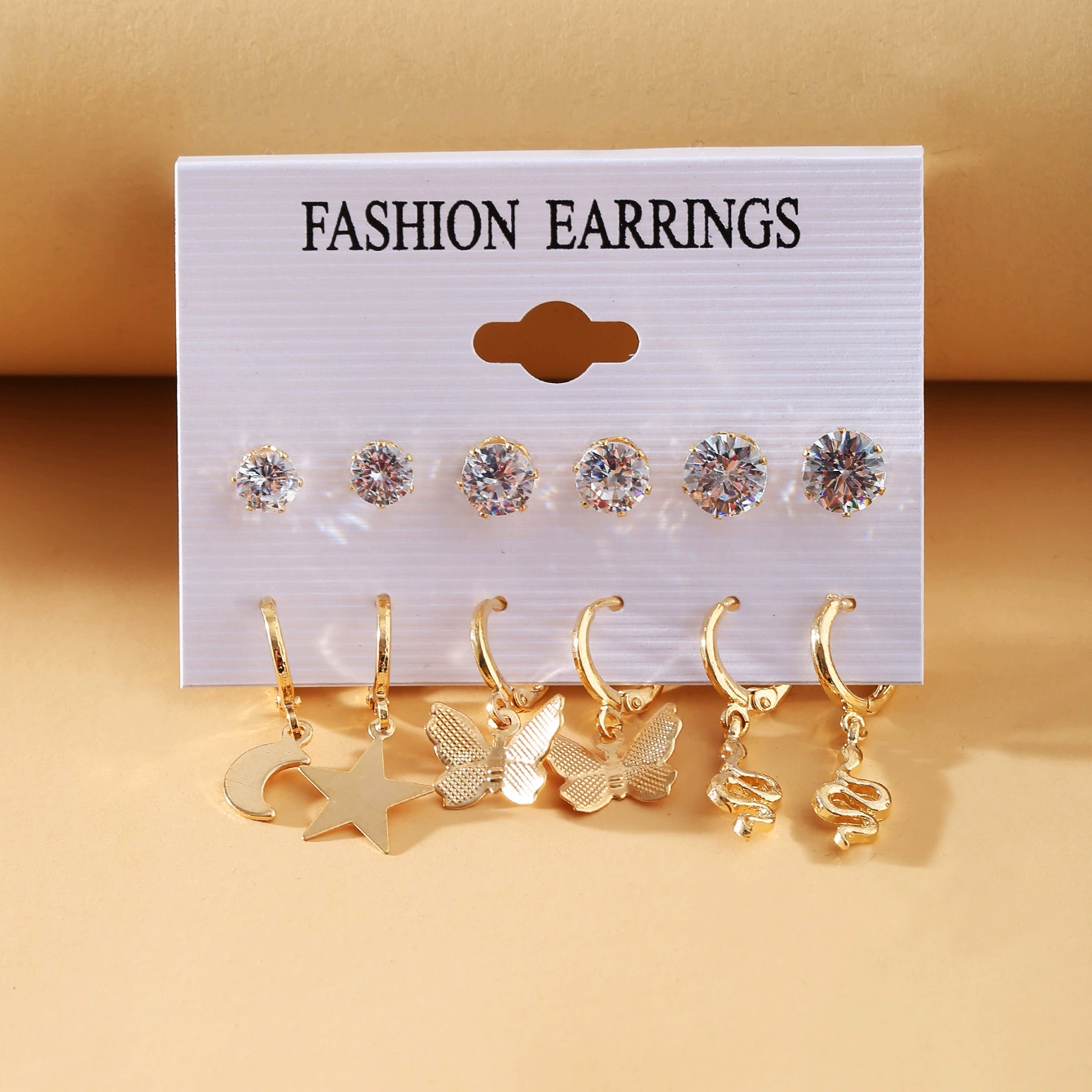 Earrings, creative set, European style, for import, 6 pair, simple and elegant design