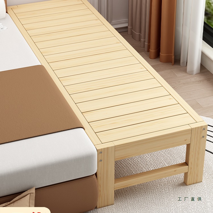 Solid Wood Spliced ​​Bed, Widened Bedside Children's Bed with Guardrail Side, Adult Single Small Bed, Crib Spliced ​​Large Bed