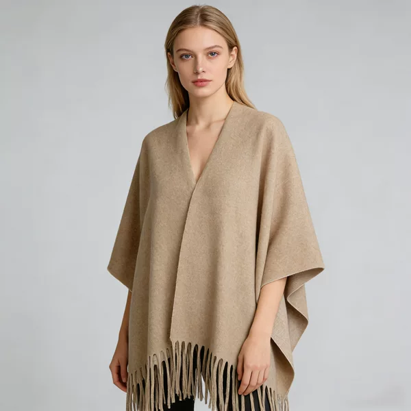 Cross-Border Solid Color Faux Cashmere Shawl, Spring and Autumn Style, Tassel Large Cape, High-End Women's Outerwear, Wholesale from Manufacturer