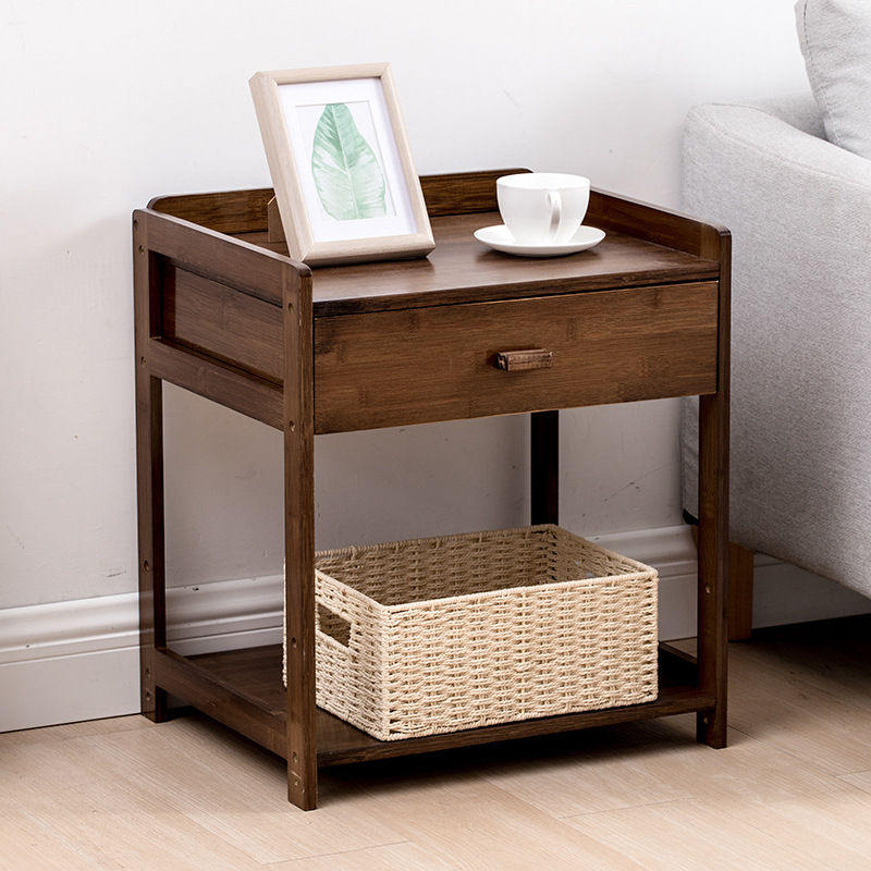 Mobile Small Nightstand Shelf Simple Modern Solid Wood Bedroom Bedside Cabinet Storage Shelf Table