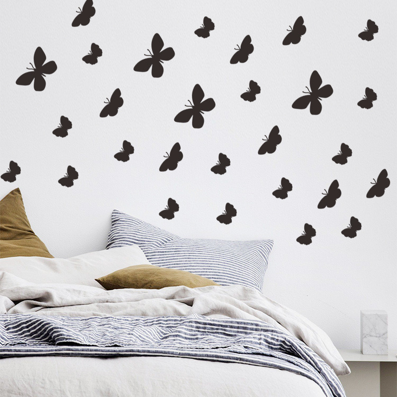 Simple Solid Black Butterfly Wall Stickers Wholesale display picture 3