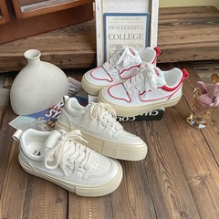 Bai Kuang 2023 New Spring Versatile Height Increasing Thick Sole Breathable Platform Shoes Retro Hong Kong Style Compatible Women's Shoes Ins Trend