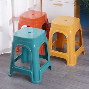 Plastic Stool Household Thickened Square Stool Simple Living Room Cooked Rubber Bench Bedroom High Bench Dining Table Chair Wholesale