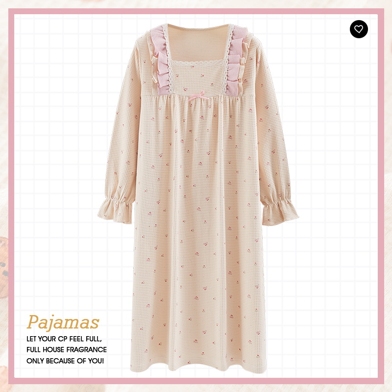 Transfronterizos exclusivos para al por mayor pijamas de primavera y otoño de mujeres pijamas de algodón de manga larga ropa dulce para el hogar una pieza