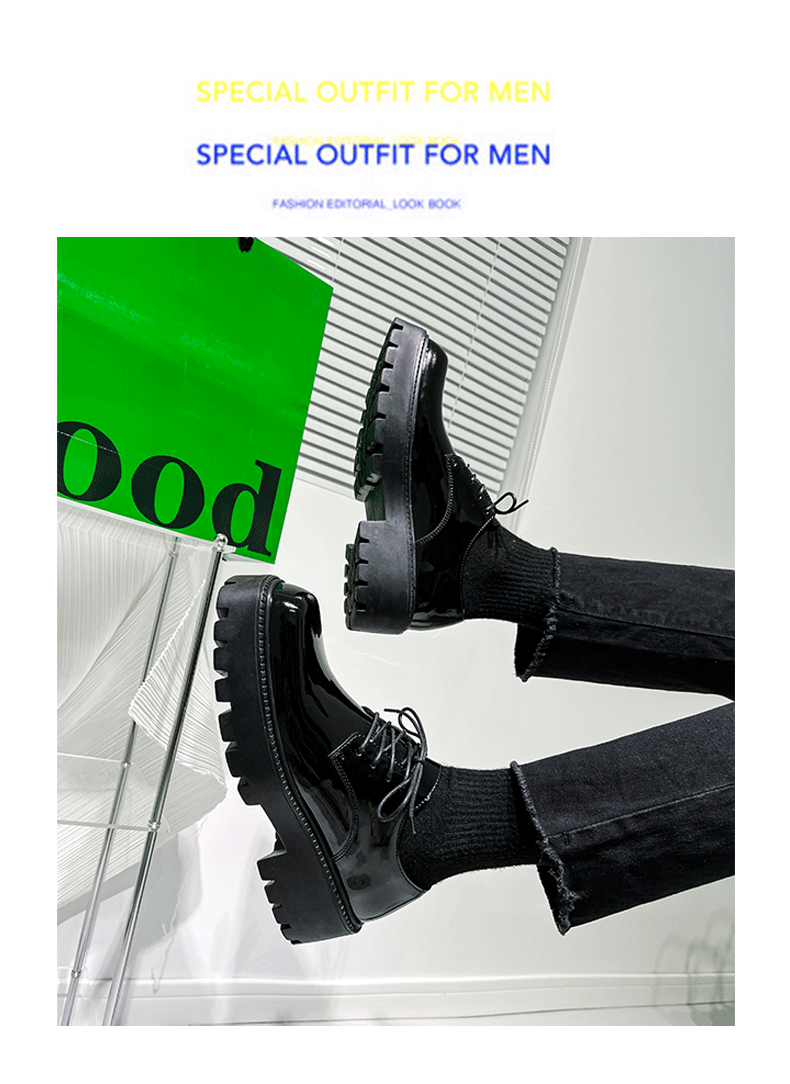 2024 Gros bout carré retourné en cuir nouveau gâteau éponge à semelle épaisse chaussures derby décontractées surélevées, chaussures basses de niche à la mode_voghion.com