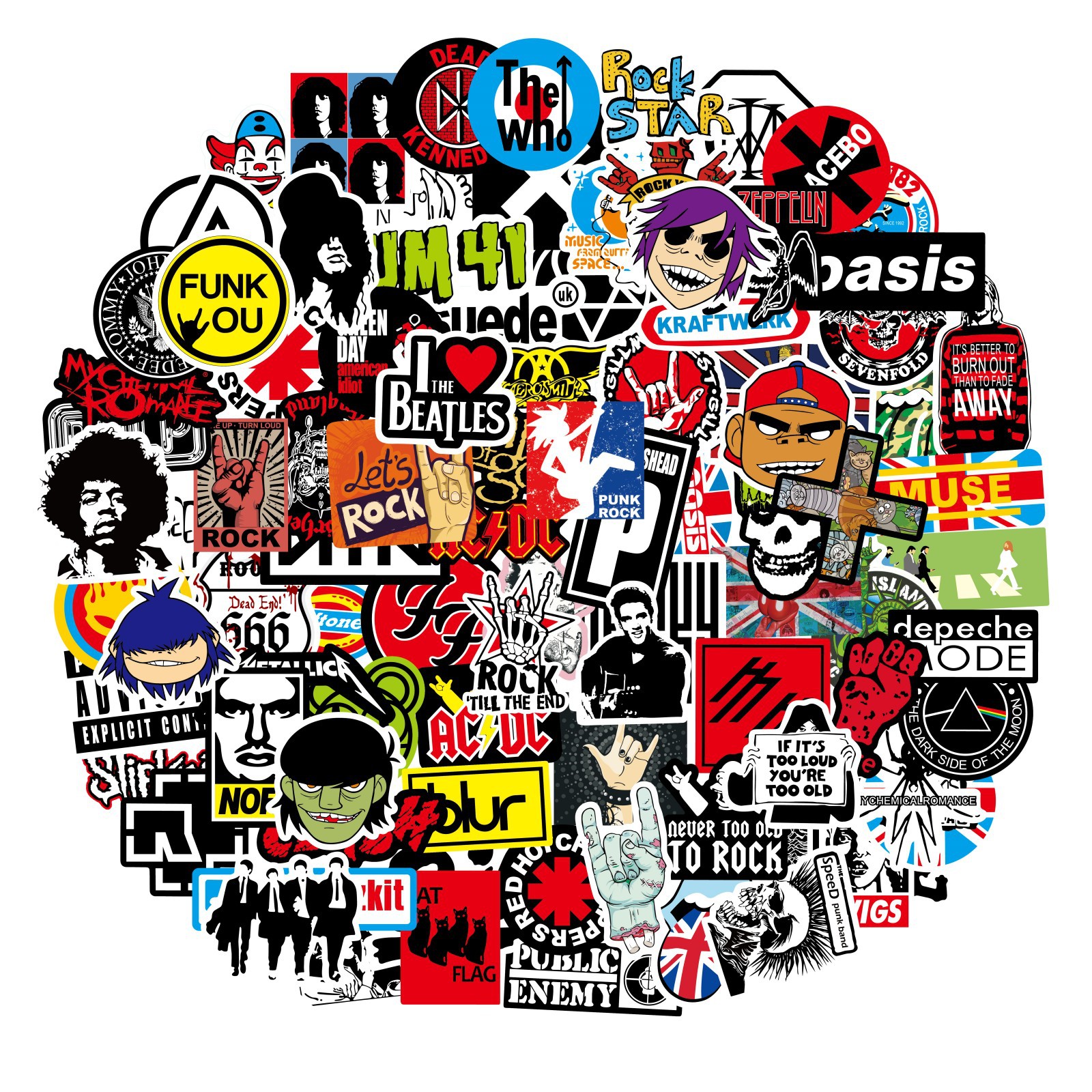 Rock Band Sticker Cartoon Graffiti Hand Account Trolley Case Motorcycle display picture 3