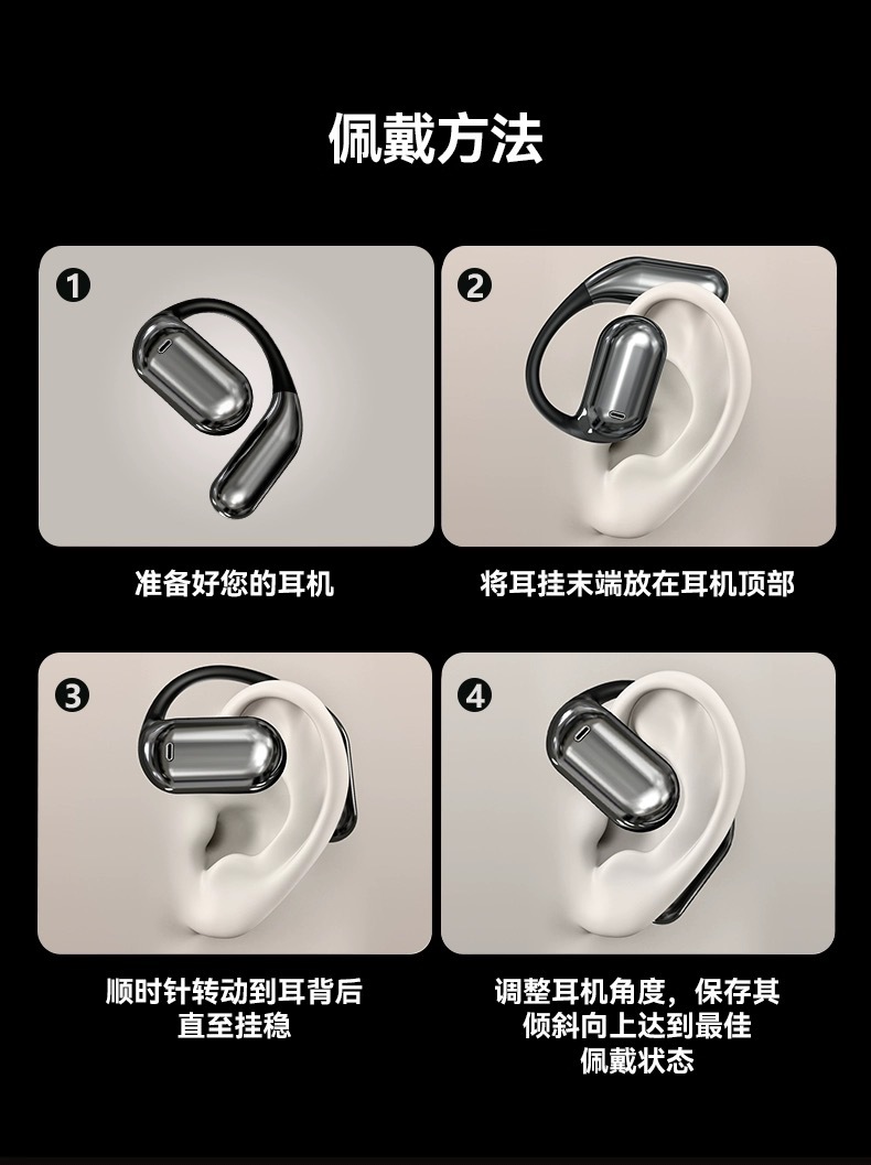 Cross-border bestselling ear-hook AI translation wireless Bluetooth earbuds Q16 running sports ear-hook design smart digital display