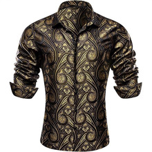 亚马逊热卖秋冬新款男士复古印花长袖衬衫 时尚个性宴会衬衣