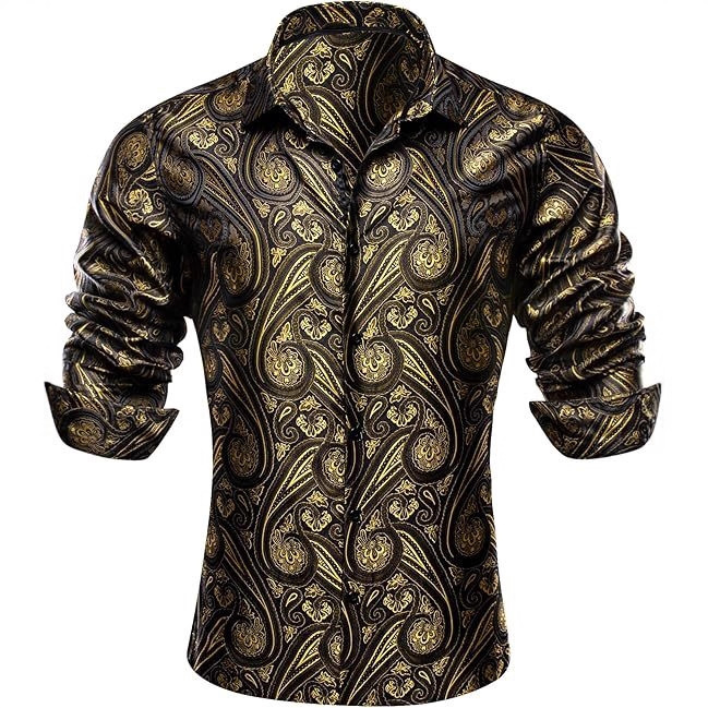 Amazon's Best-Selling Autumn and Winter New Men's Retro Printed Long-Sleeved Shirts, Fashionable and Personalized Party Shirts
