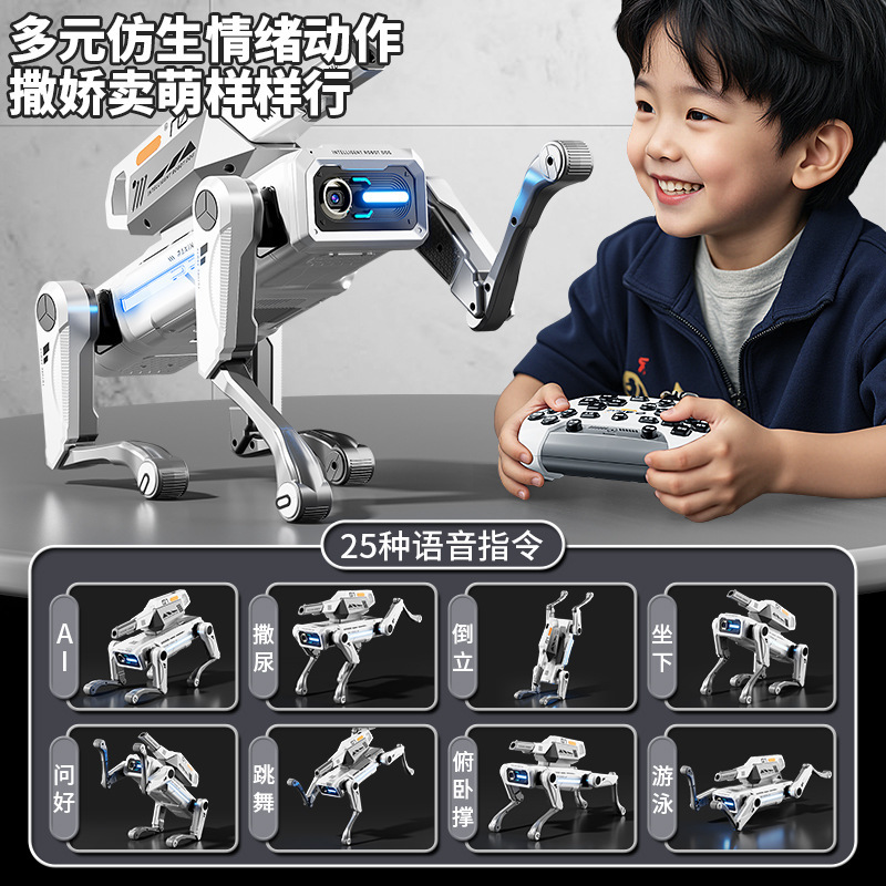 Programador de video perro robot puede disparar balas de agua control remoto eléctrico perro robot juguete para niños regalos de cumpleaños de mascotas electrónicas