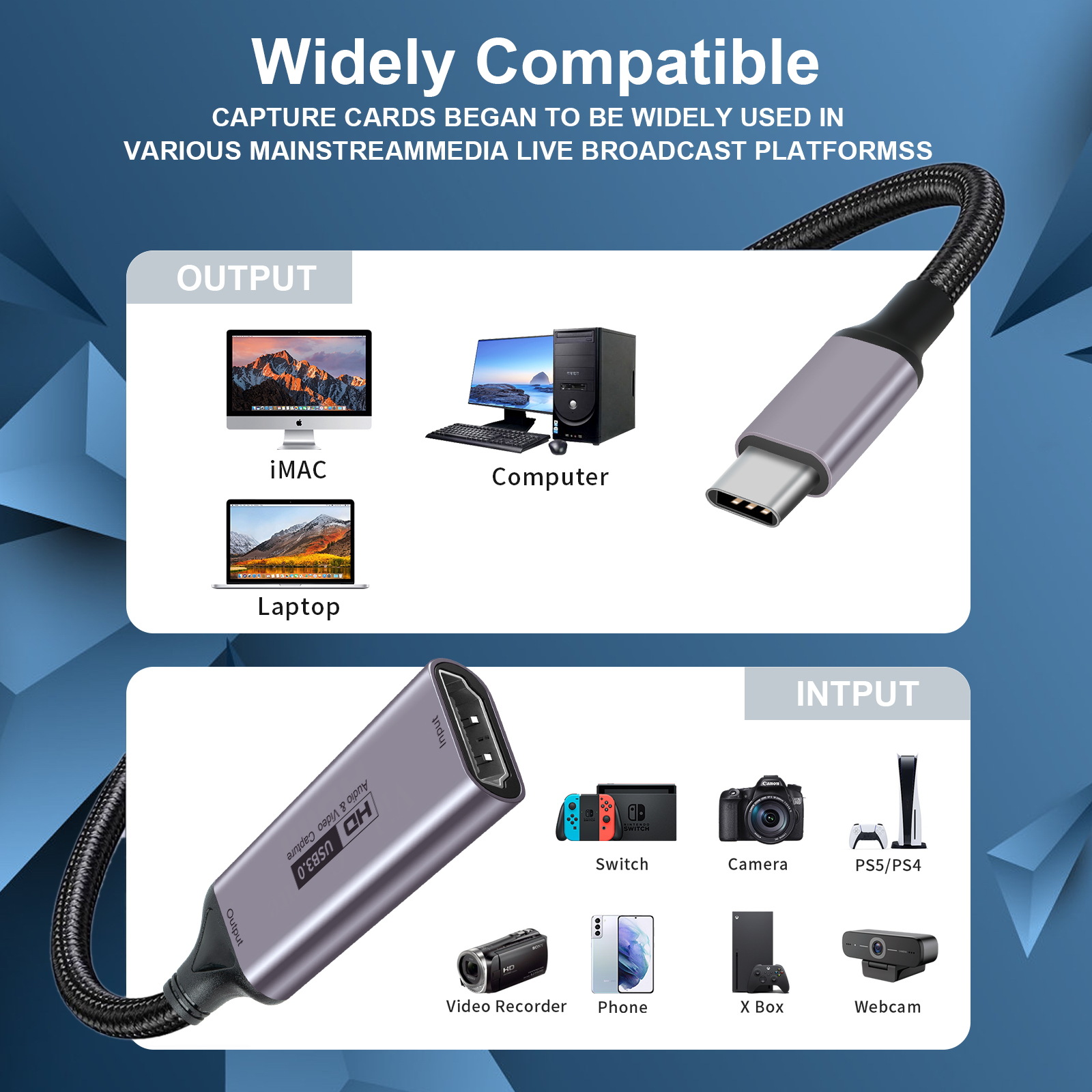 Tarjeta de captura de video tipo-c de stock de fábrica, grabación de computadora, transmisión en vivo HDMI a colector de TYPE-C