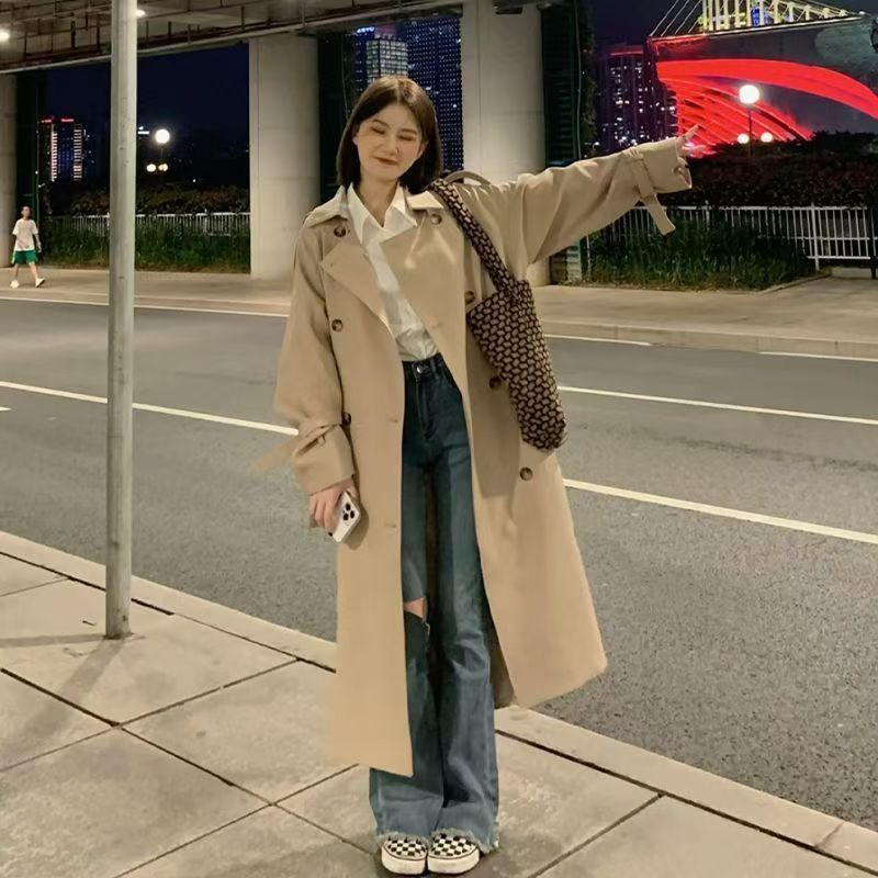 今年流行赫本风衣女小个子春秋新款小个子中长款休闲英伦外套大衣|undefined