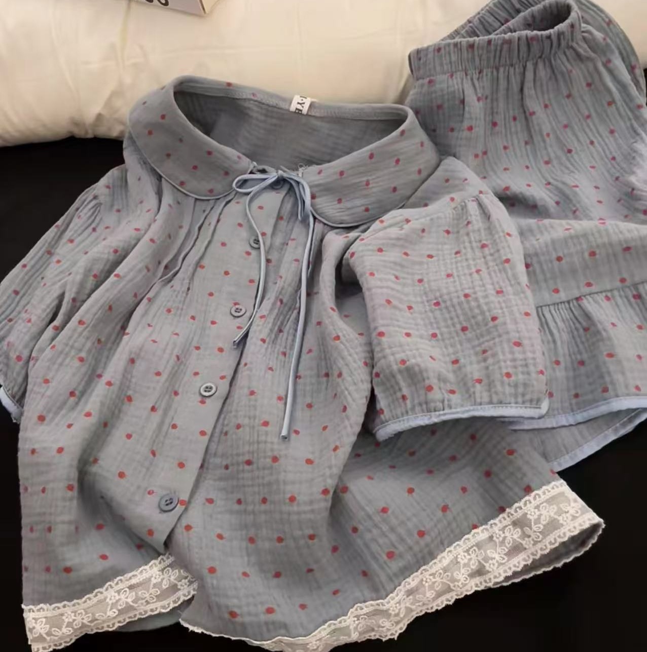 대외 무역 국경 간 인터넷 연예인 생방송 한국어 버전 여름 반팔 클라우드 코튼 한국어 버전 달콤하고 귀여운 공주 홈웨어 세트