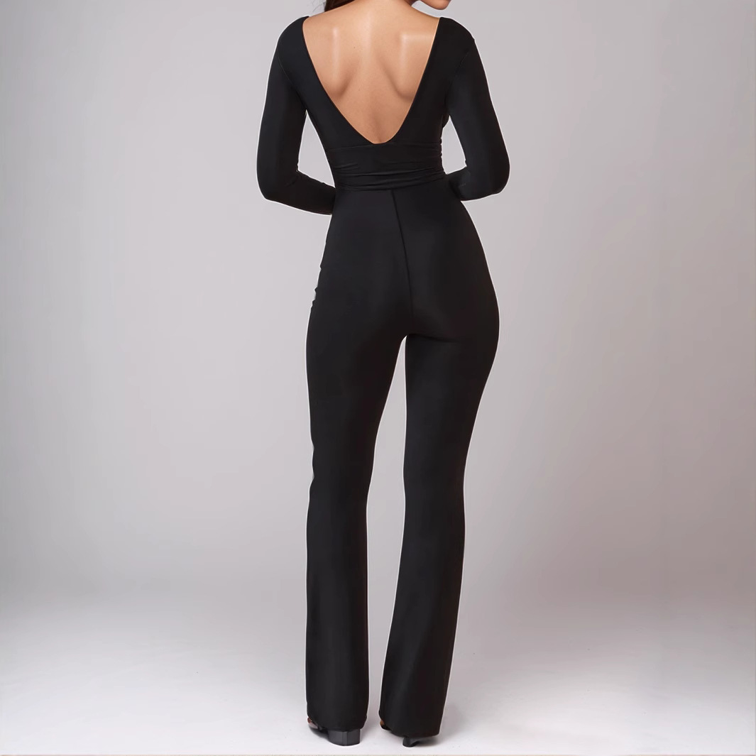 2025 primavera y verano estilo europeo y americano transfronterizo ropa femenina delgada elevación de cadera sexy cuello en V con espalda abierta mangas largas pie-corted jacket mujer image 3