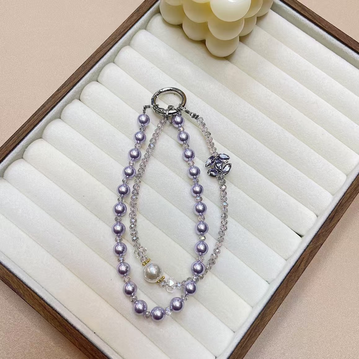 Cadena de teléfono móvil para mujer Creative ins moda teléfono móvil colgante bricolaje hecho a mano perla cristal diamantes de imitación cordón de doble cadena nuevo