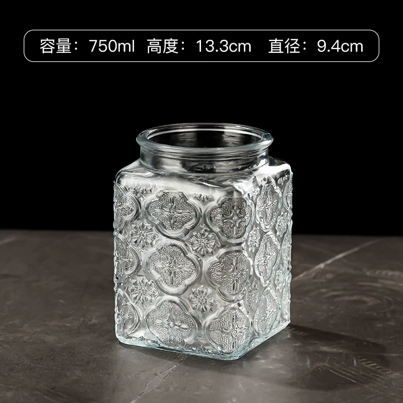 Chinese -style retro Begonia flower glass sealing can candy snack storage tank dry fruit nuts storage tank storage
