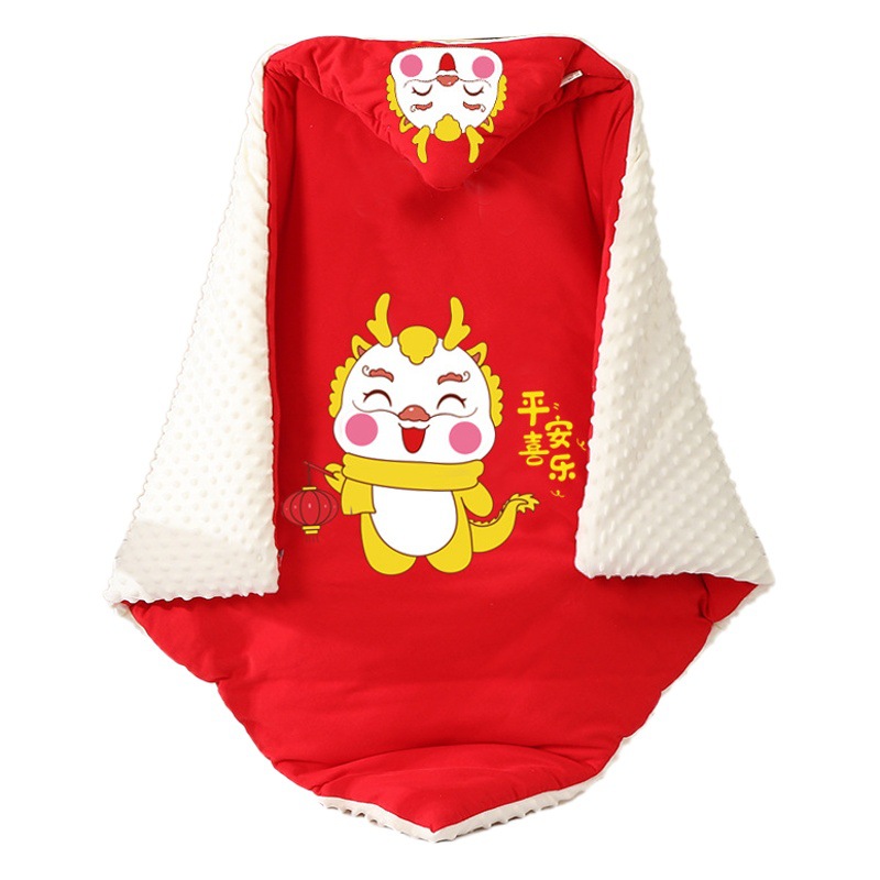 Red Baby Swaddle Blanket for Spring and Autumn, Thin Cotton Version, Thickened Pure Cotton A-Class Newborn Swaddle Product for Autumn and Winter