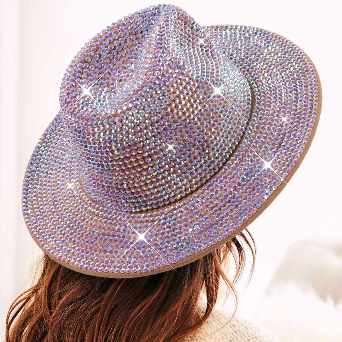 Diamante transfronterizo sombrero de vaquero rhinestone brillante láser sombrero fiesta de baile rendimiento diamante sombrero de jazz