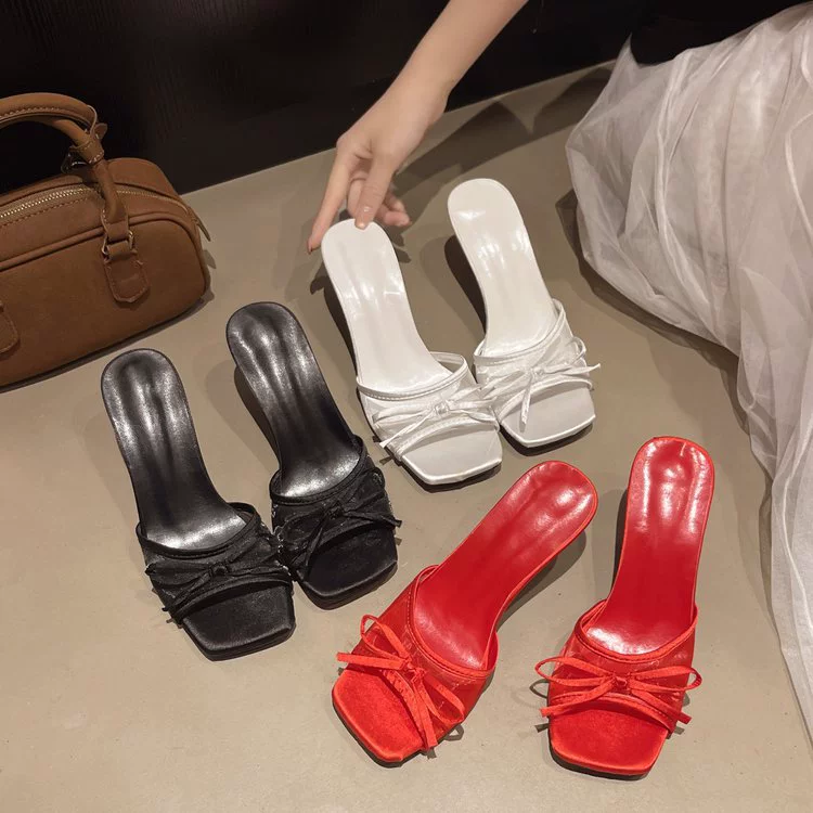 Фея с юбкой, красивые женские босоножки во французском стиле, летняя верхняя одежда, босоножки на высоком каблуке с открытым носком и бантом, новая обувь 2025 года.