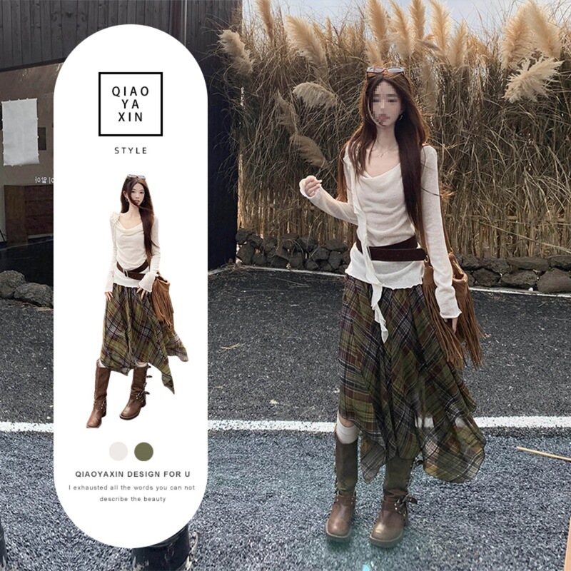 Cross-Border Sichuan-Western Xinjiang Travel Wasteland Style Dress for Women, Early Autumn Trendy Outfit, Complete Set of Long Skirts