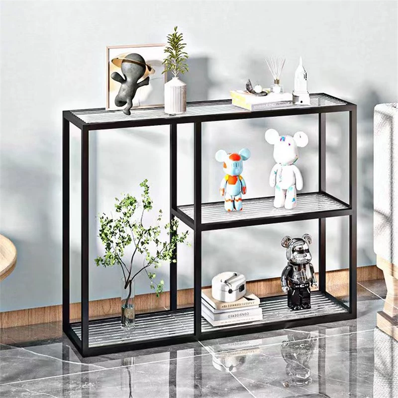 Светло-экстравагантная стеллажная стеллажная витрина Современная минималистская металлическая стеклянная офисная гостиная напольная декоративная полка для книжного шкафа