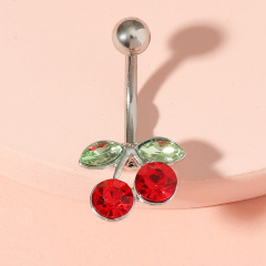 Abdominal sexy fruit navel ring, star style cherry navel ring, web piercing navel ring