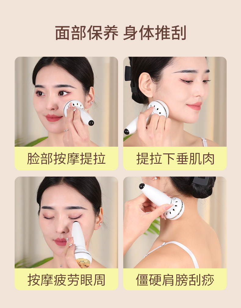 Pure Copper Facial Moxibustion Wand Portable Smokeless Gua Sha Beauty Massage Tool with Anti-Scald Holder in use