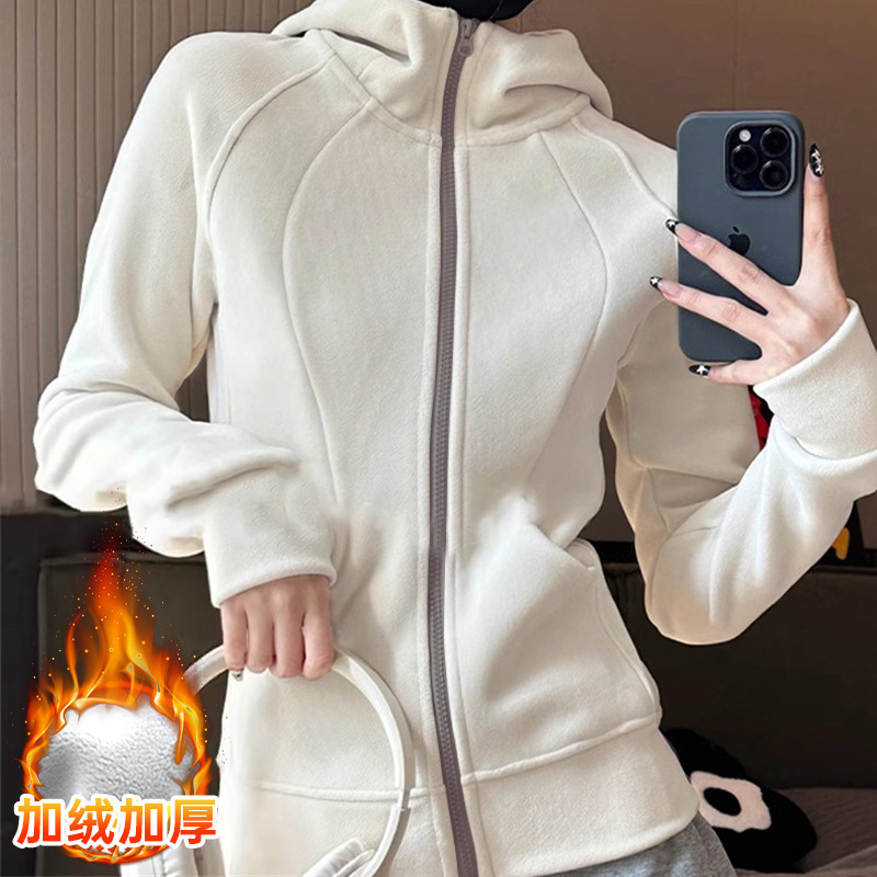 修身外套女春秋2025新款初秋季连帽卫衣收腰紧身瑜伽运动短款上衣|undefined