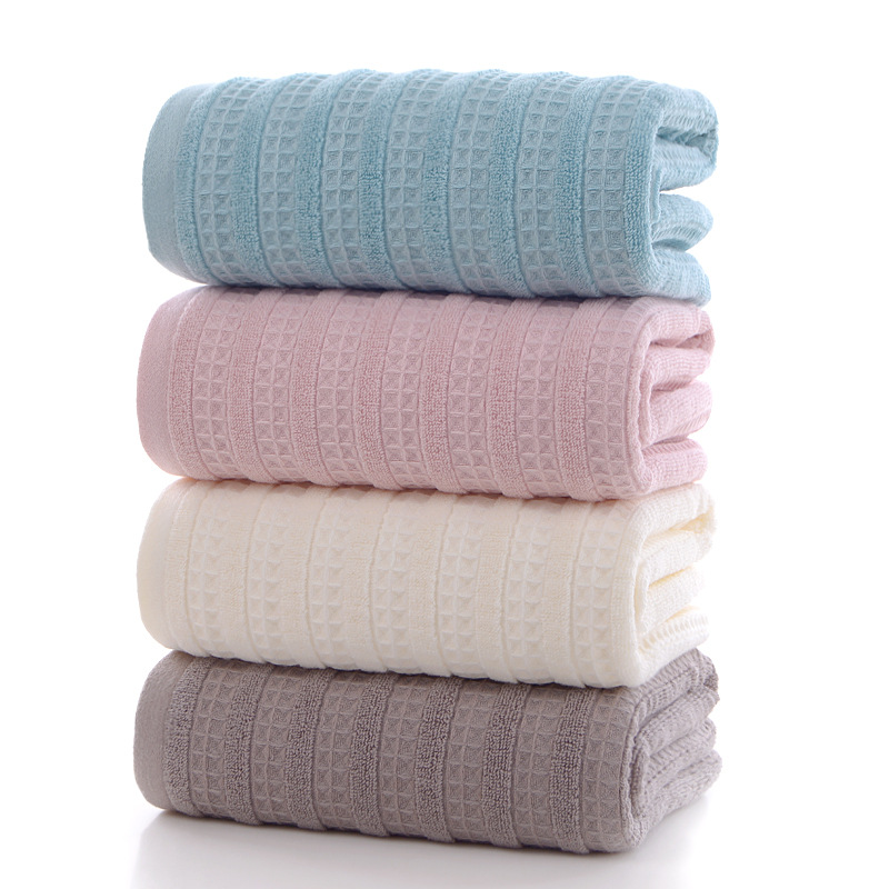 Toalla de baño de algodón con nido de abeja jacquard absorbente_voghion.com