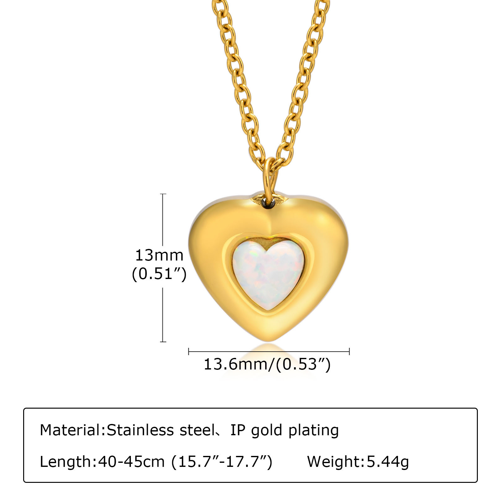 Sweet Heart Shape Titanium Steel Plating Opal Pendant Necklace display picture 1