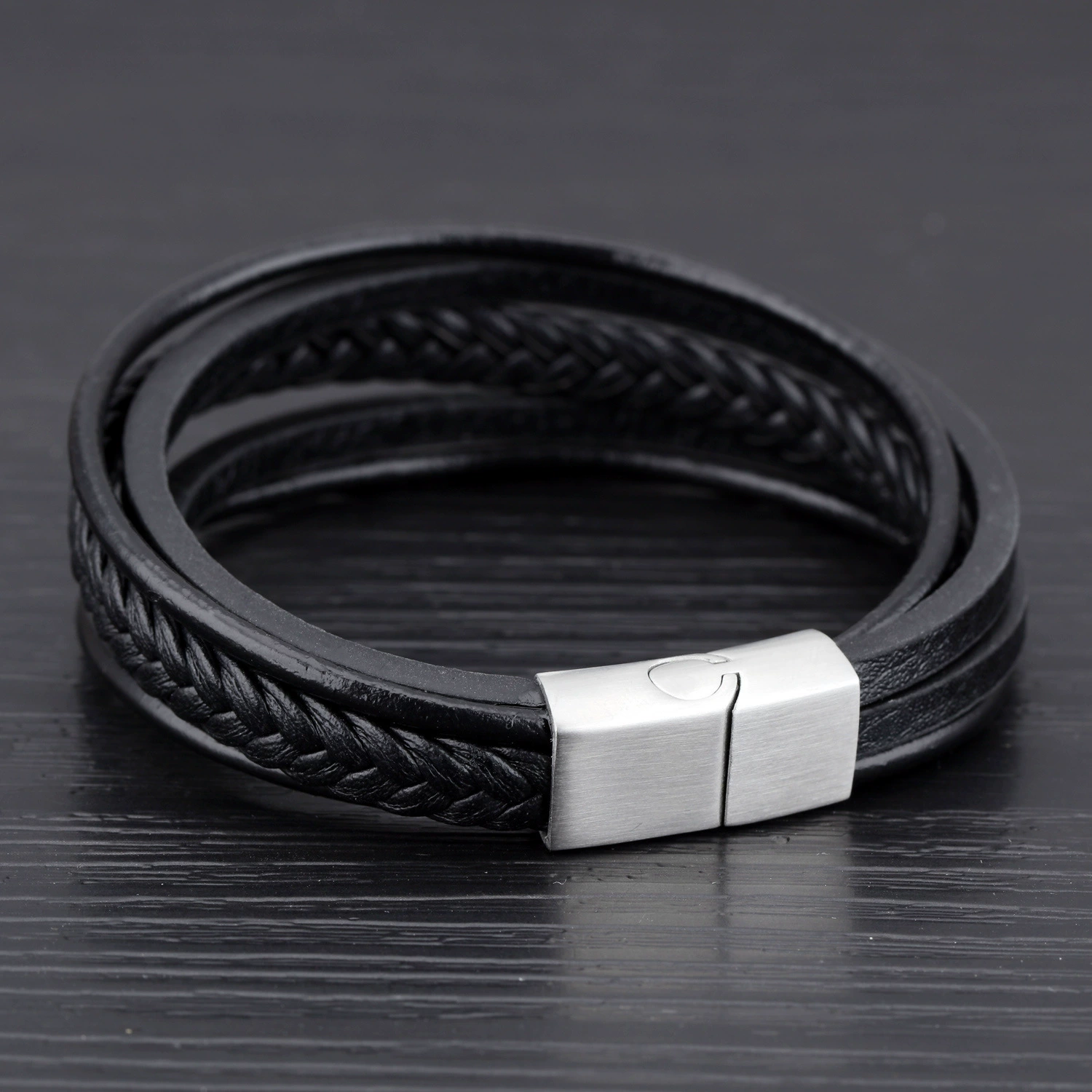 Кожан bracelet из нержавеющей стали, переплетённая аксессуар, европейский стиль, оптом