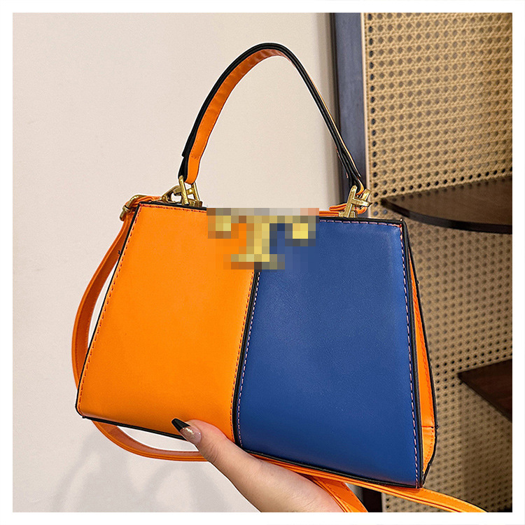 Bolso de mujer de moda de color de contraste transfronterizo nuevo bolso de mensajero portátil de pu de tendencia europea y americana