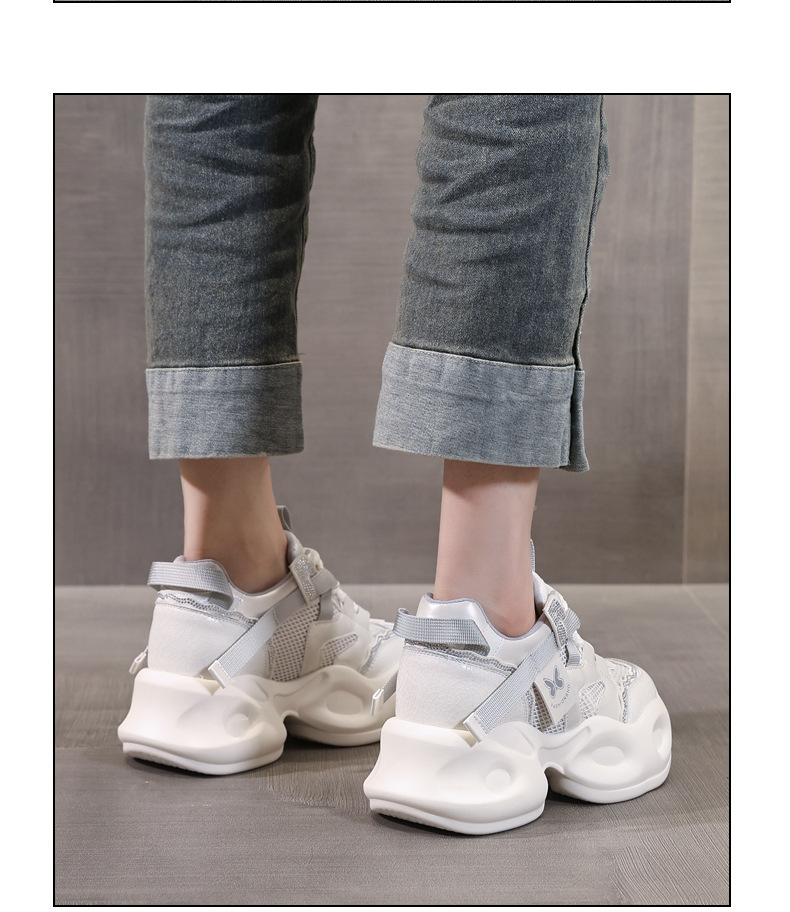 Giày sneaker nữ đế dày lưới thoáng khí đính đá rhinestone — Màu be chi tiết 16