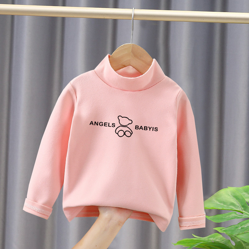 Niños y niñas, niños de mediana edad, camisas de base de lana, otoño y invierno, nuevas camisas calientes de manga larga de cuello medio alto