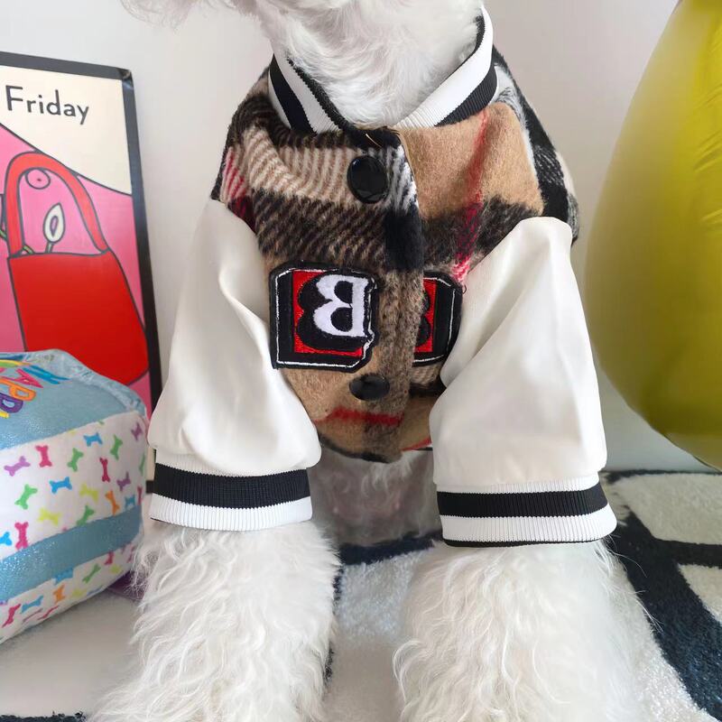 New Dog Leather Motorcycle Jacket Autumn and Winter Warm Fadou Schnauzer Bear Teddy Cat Baseball Suit Coat