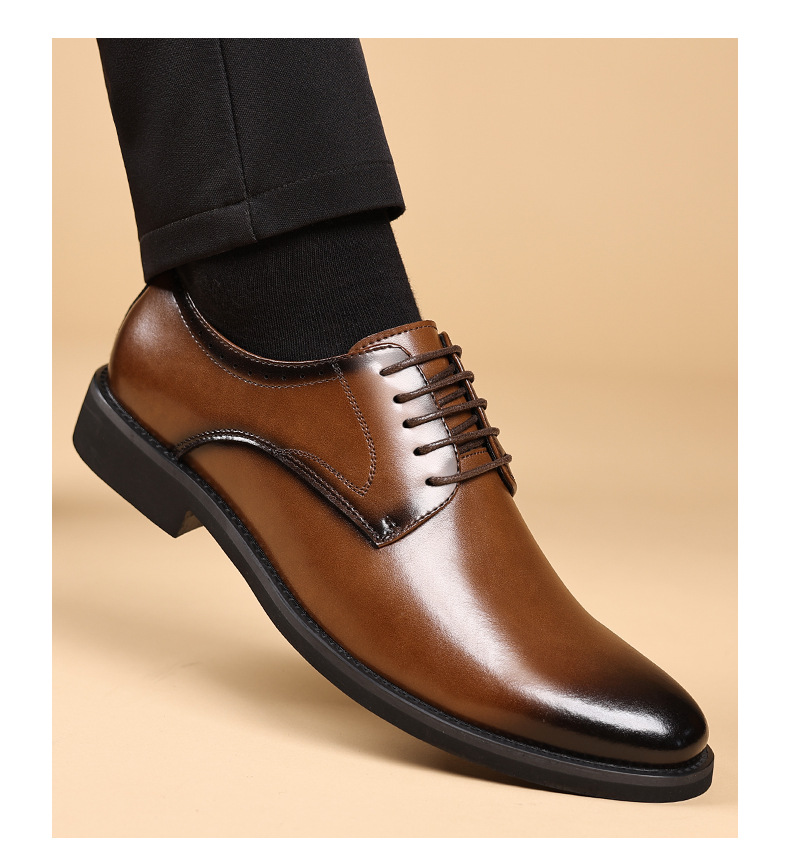 Men's Genuine Leather Oxford Dress Shoes Pointed Toe Formal Wedding Shoes_vogvips.com