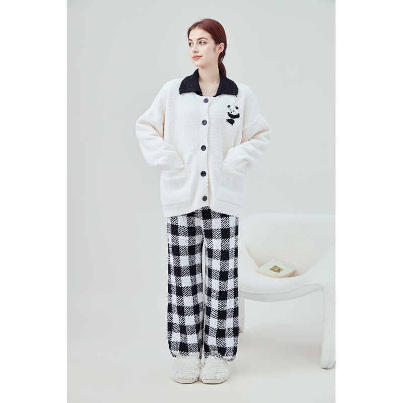Winter Fleece Maternity Loungewear Autumn and Winter Postpartum Warm Home Wear Maternity Pajamas Women's Set Panda Style Winter Fleece Maternity Loungewear Autumn and Winter Postpartum Warm Home Wear Maternity Pajamas Women's Set Panda Style