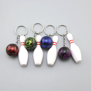 DIY accessories accessories Mini colored simulated bowling keychain bag pendant creative sports goods gifts