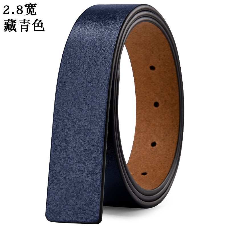 Cinturón sin cabeza de piel de vaca tira de hebilla lisa de cuero de los hombres con cuerpo