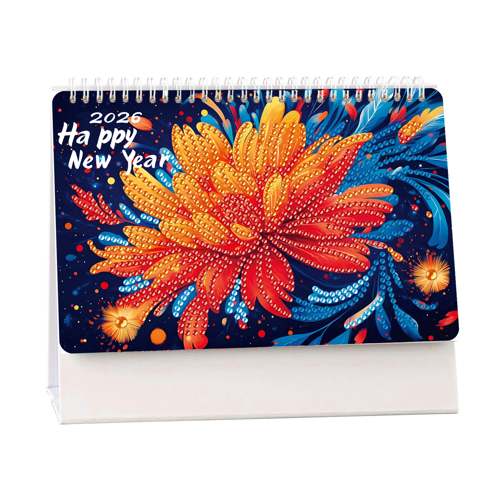 Transfronterizo para 2026 caligrafía y pintura de diamantes alrededor de pegatinas de diamantes hechas a mano 12 páginas calendario de escritorio de fábrica directa spot