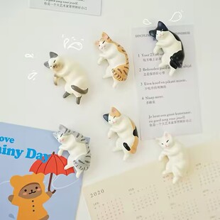 Cute Cat Stereo Refrigerator Stickers Cartoon Pet Cute Cat Creative Home Kitchen Decoration Magnetic Stickers