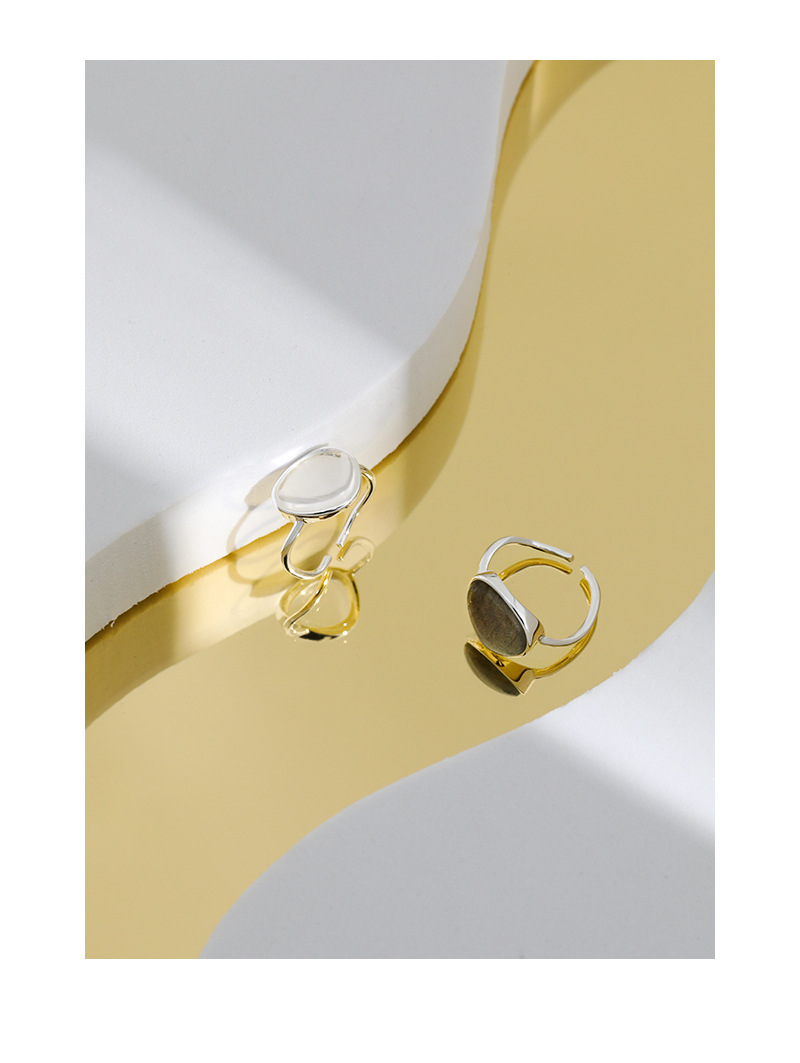 Korean micro-inlaid moonstone crystal S925 sterling silver open ring